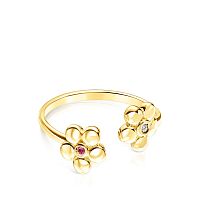 Открытое кольцо TOUS Fragile Nature из золота с бриллиатом и рубином