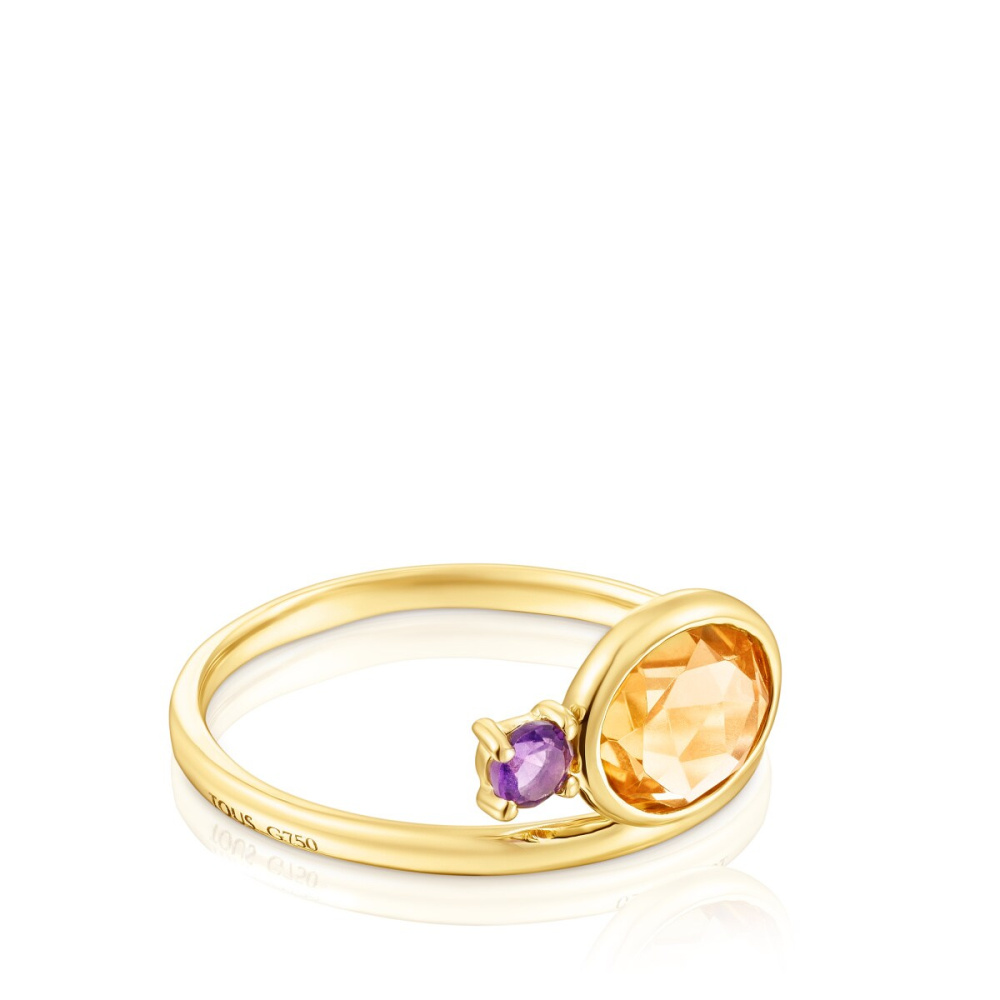 Золотое кольцо Virtual Garden с цитрином и аметистом фото 3