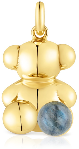 Большая подвеска Bold Bear в 3D в виде медведя из вермеля с лабрадоритом