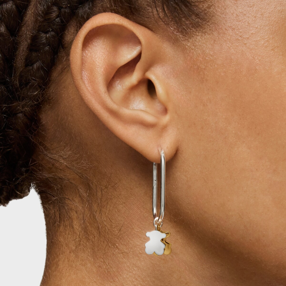 Серьги-кольца из серебра и вермеля  фото 8