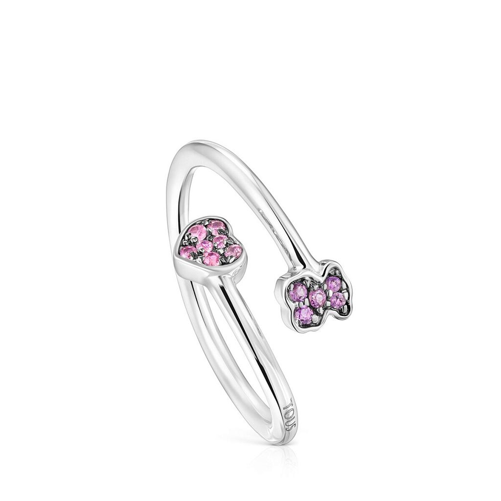 Кольцо New Motif из серебра с аметистом и сапфиром