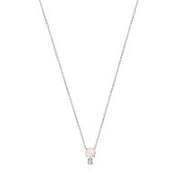 Серебряное ожерелье Mini Color с розовым кварцем и амазонитом