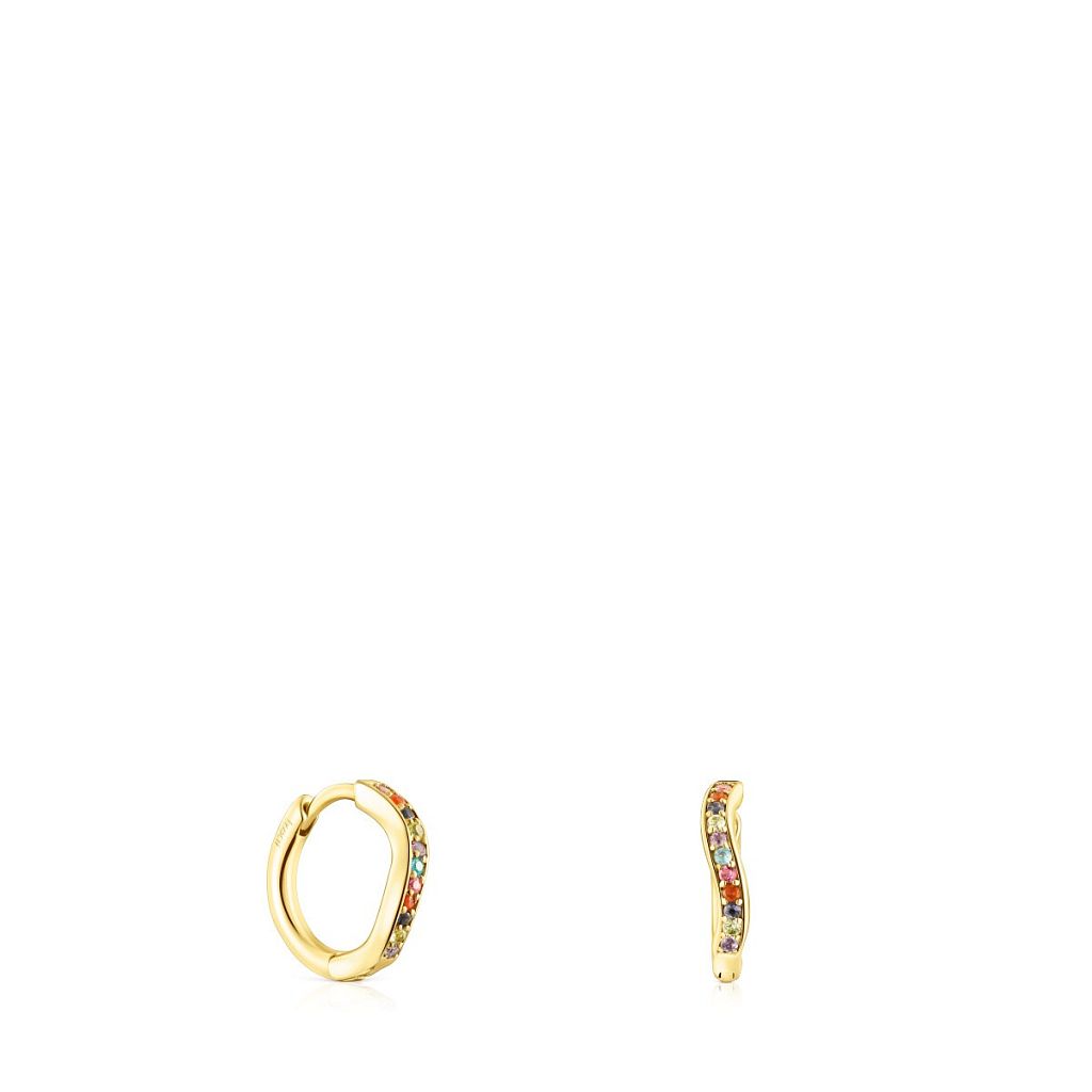 Серьги-кольца Vibrant Colors из вермеля с камнями