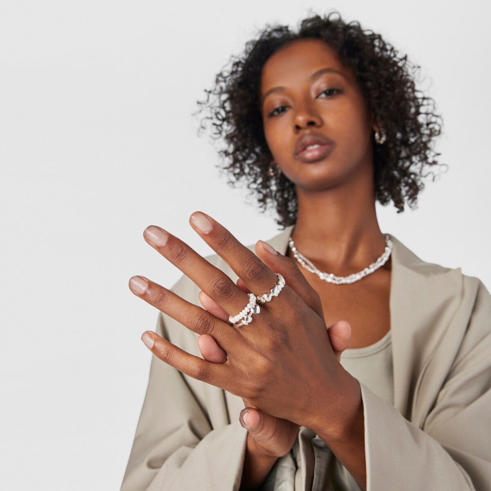 Сет колец из серебра с жемчугом фото 5