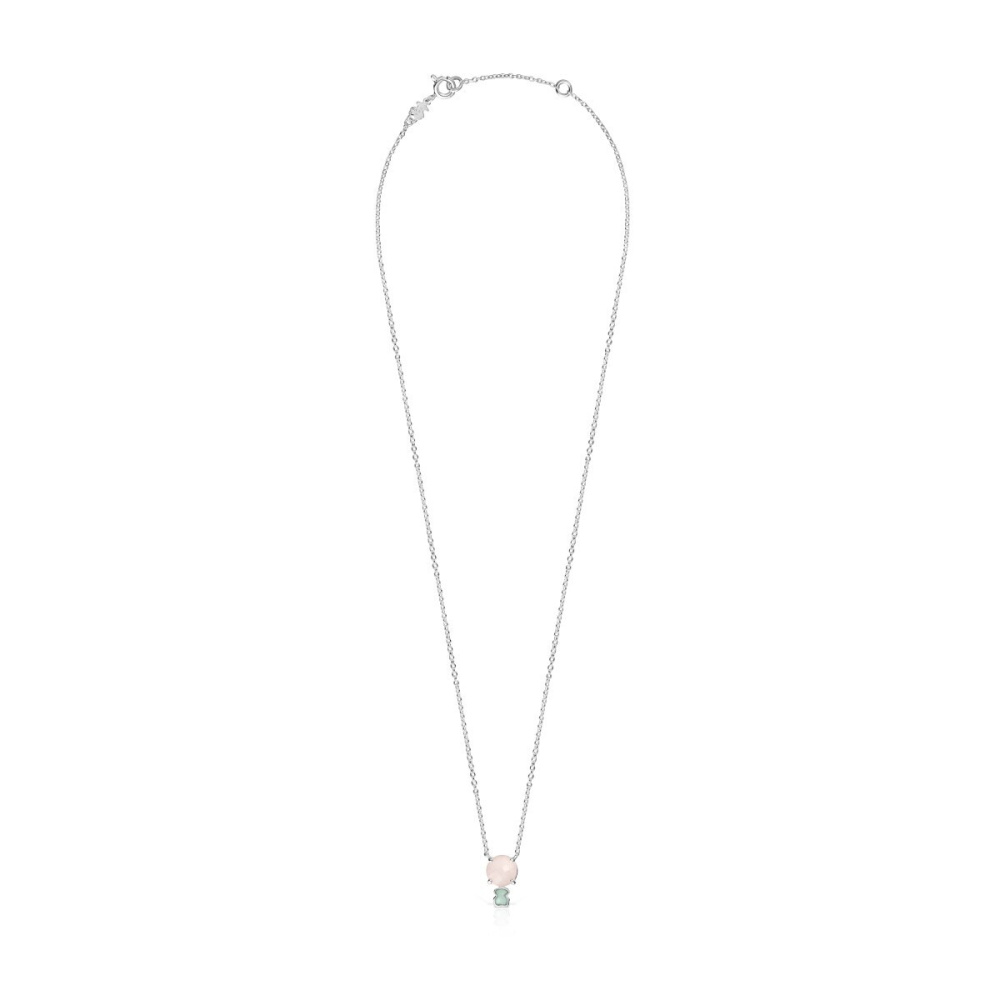 Серебряное ожерелье Mini Color с розовым кварцем и амазонитом фото 3