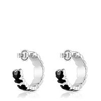 Серьги-креолы из серебра с ониксом