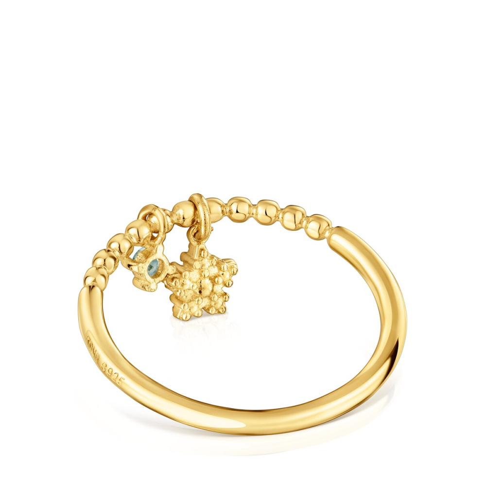 Кольцо Grain Ring из вермеля с голубым топазом фото 4