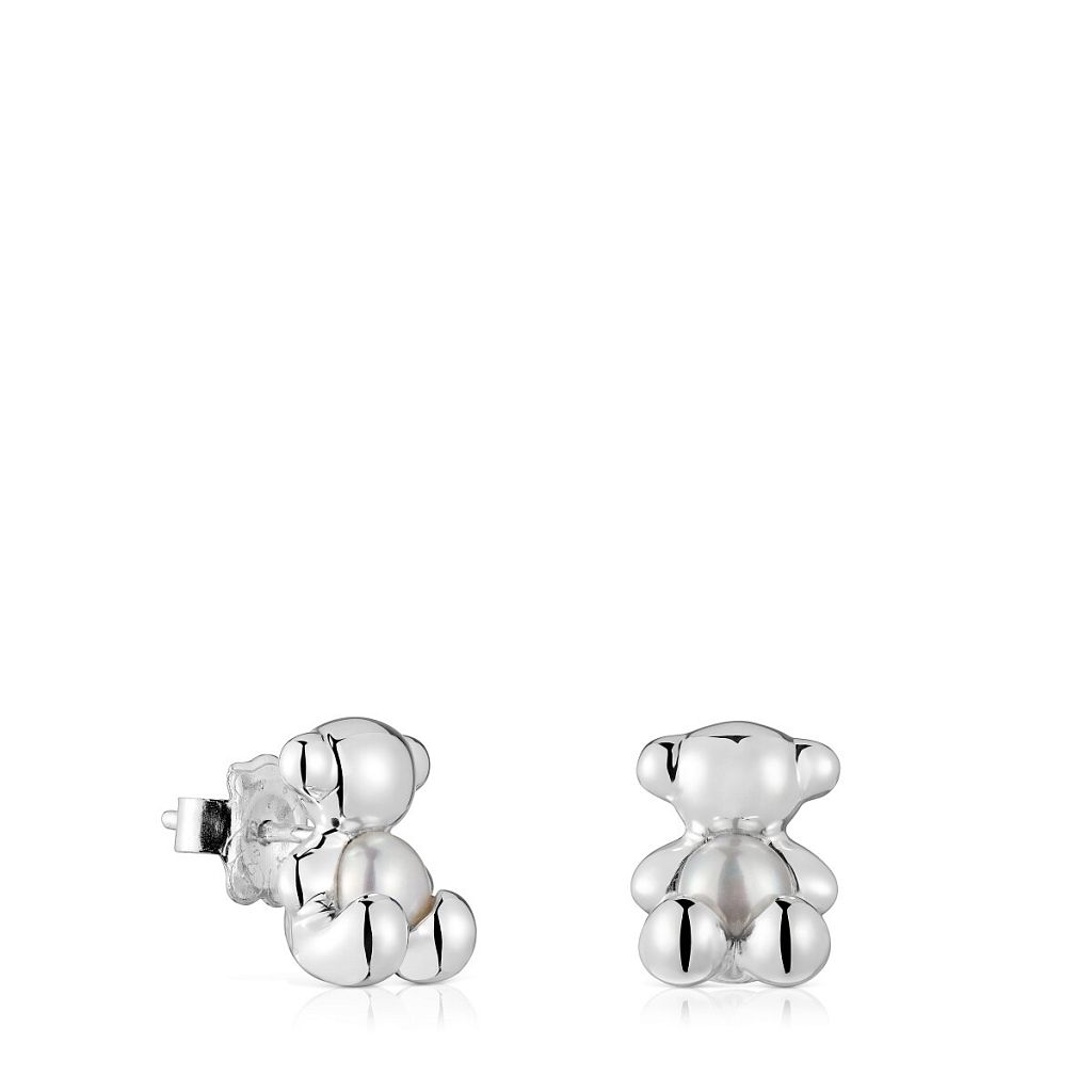 Серьги Bold Bear 3D из серебра с жемчугом