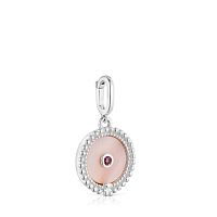 Кулон Medallions из серебра с перламутром и родолитом