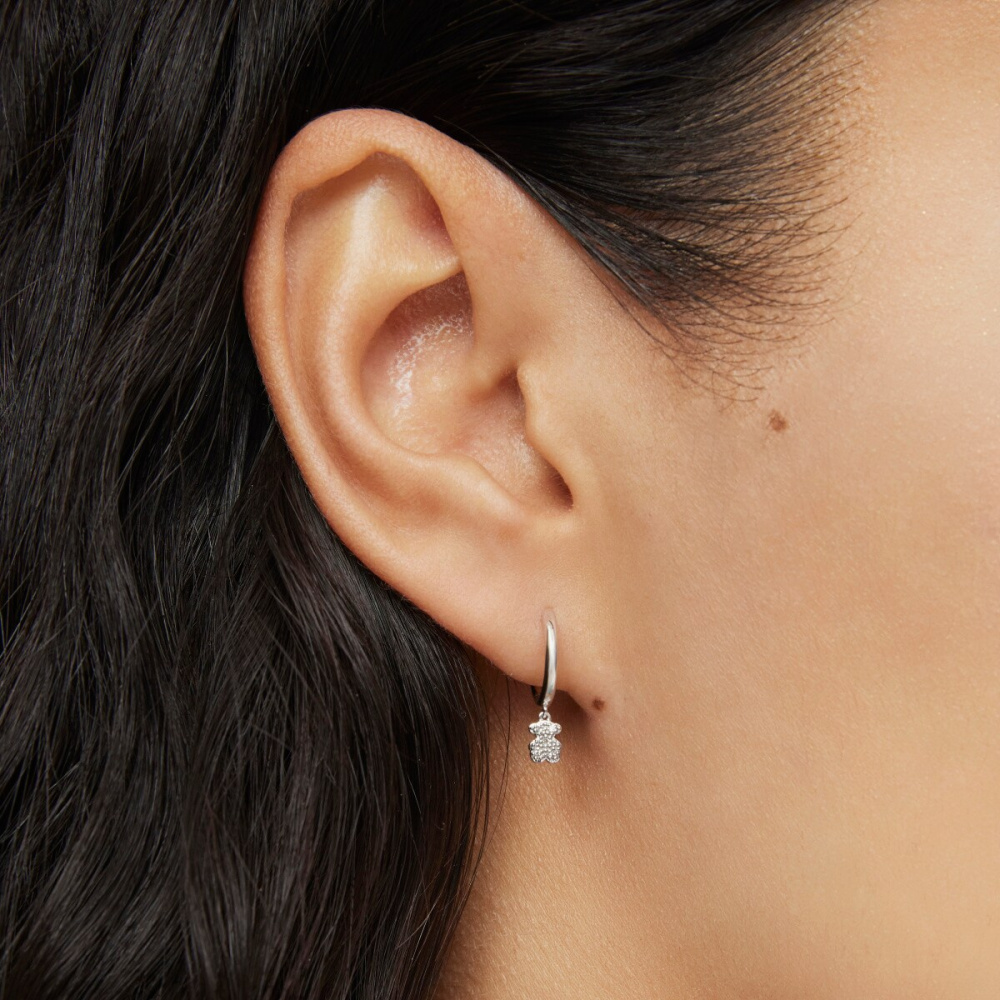 Серьги-кольца Grain из белого золота с бриллиантами фото 5