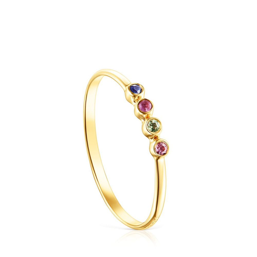 Золотое кольцо Straight Color с натуральными камнями фото 2