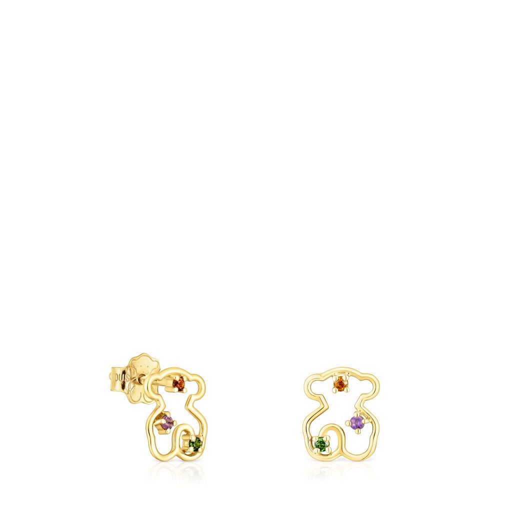 Серьги Tsuri Bear из золота с камнями