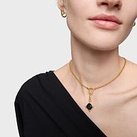 Серьги-кольца Color Black из вермеля с ониксом