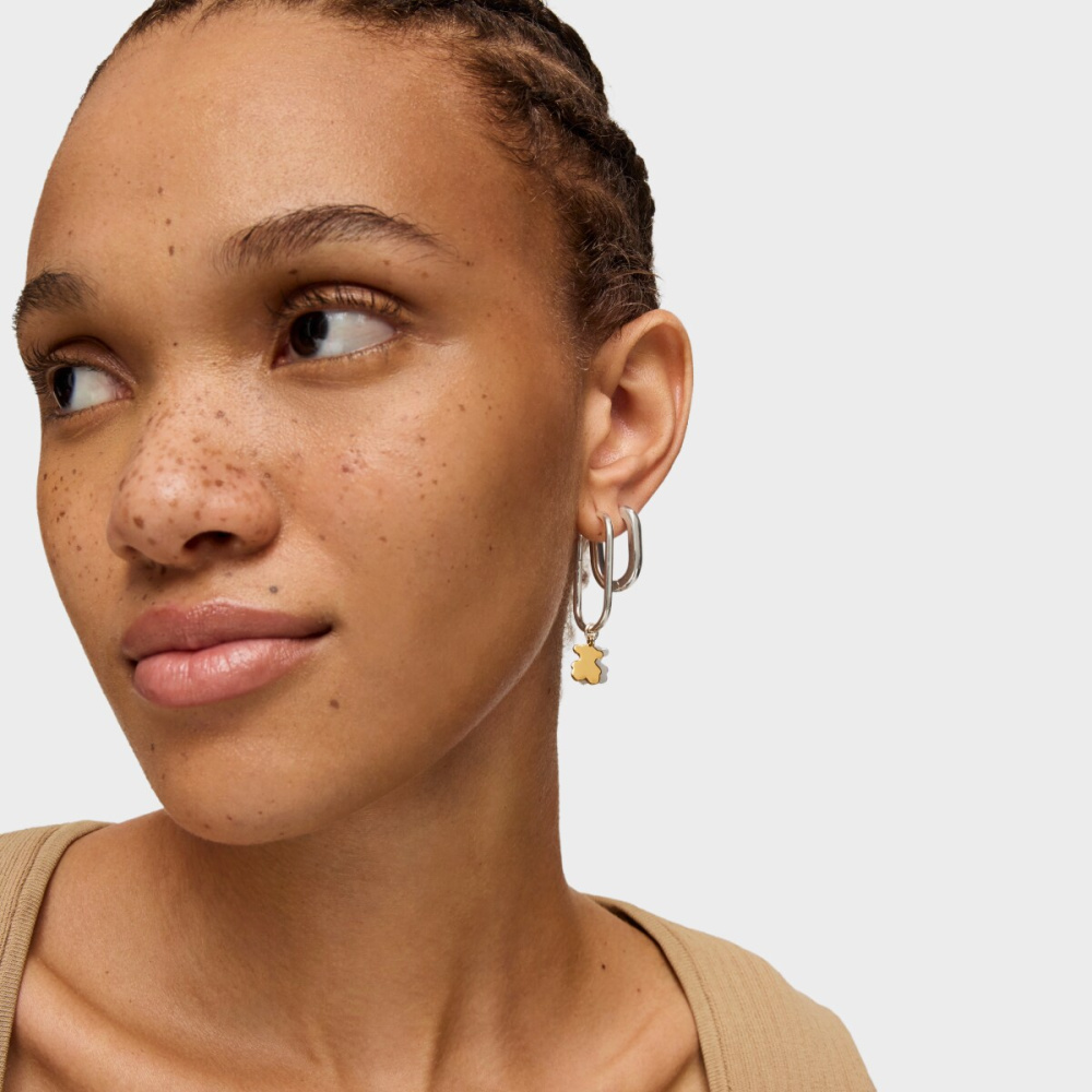 Серьги-кольца из серебра и вермеля  фото 6