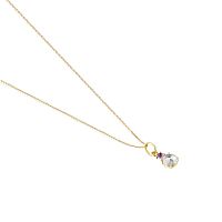 Кулон на цепи Mini Ivette из золота с празиолитом и аметистом