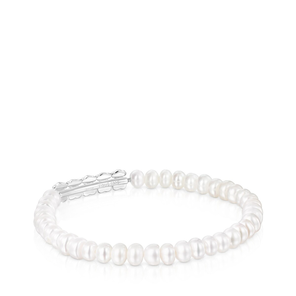 Серебряный браслет Straight с жемчугом фото 4