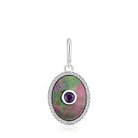 Кулон Medallions из серебра с перламутром, топазами и аметистом 