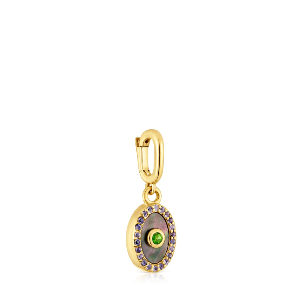 Кулон Medallions из вермеля с перламутром, иолитами и хромдиопсидом фото 3