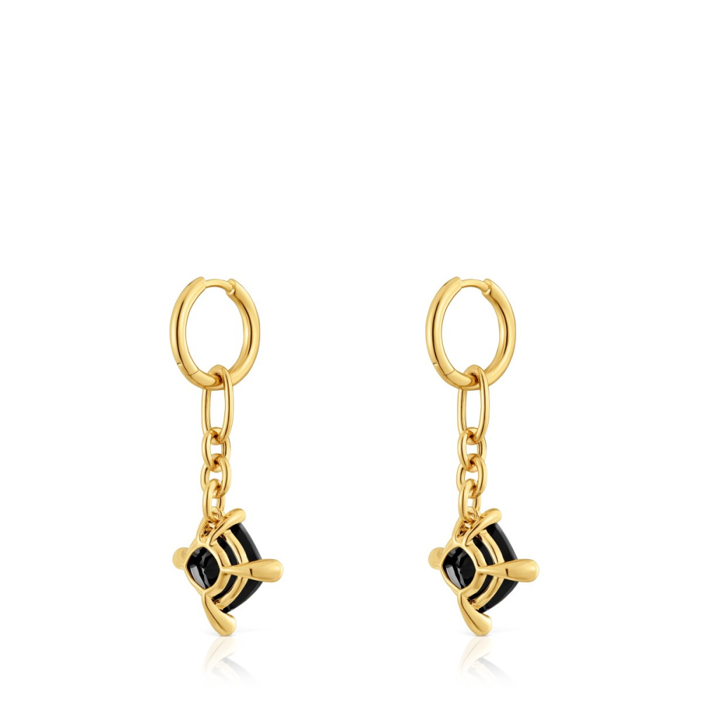 Серьги-кольца Color Black из вермеля с ониксом фото 4
