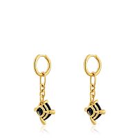 Серьги-кольца Color Black из вермеля с ониксом