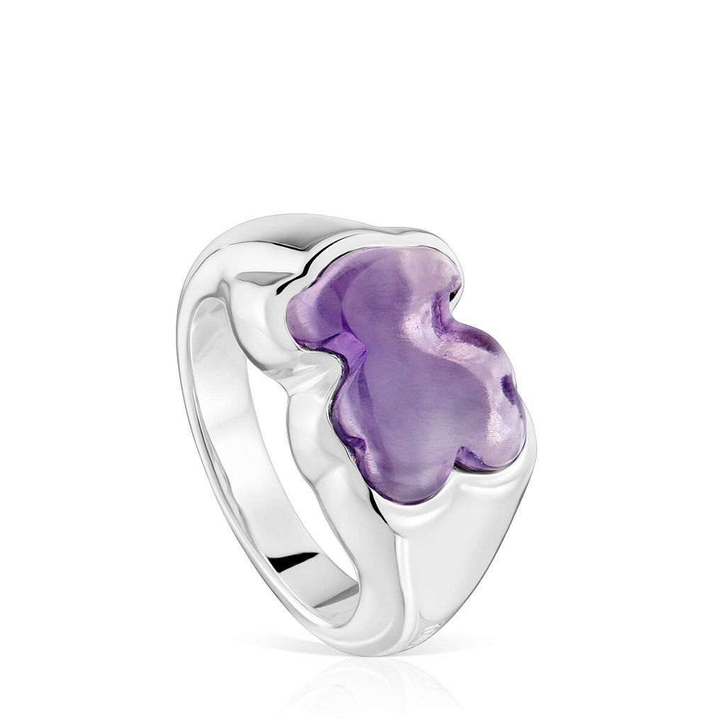 Кольцо Bold Motif из серебра с аметистом