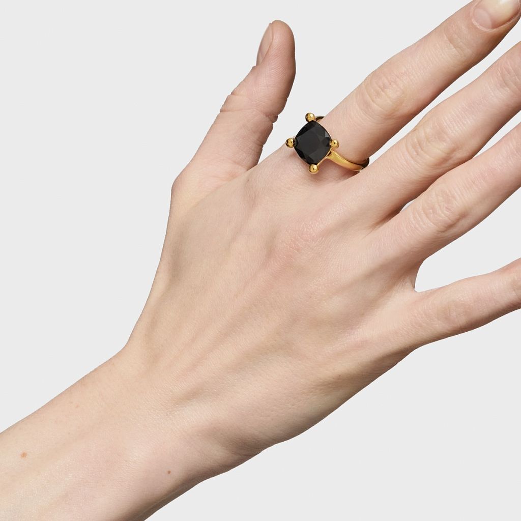 Кольцо Color Black из вермеля с ониксом