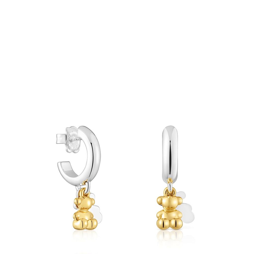 Серьги-креолы из серебра и вермеля