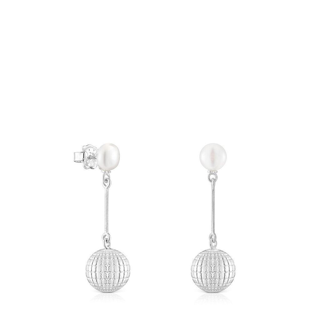 Длинные серьги St. Tropez Disco Ball из серебра с жемчугом