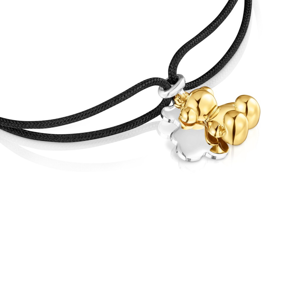 Браслет из серебра и вермеля на шнурке фото 4