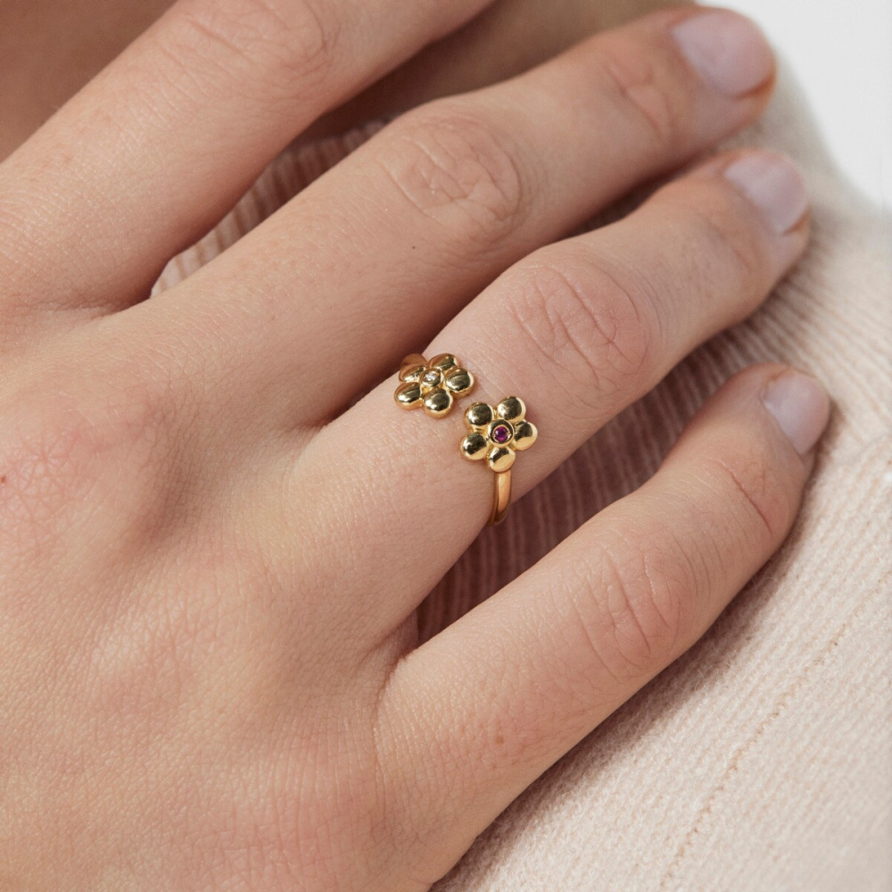 Открытое кольцо TOUS Fragile Nature из золота с бриллиатом и рубином фото 7