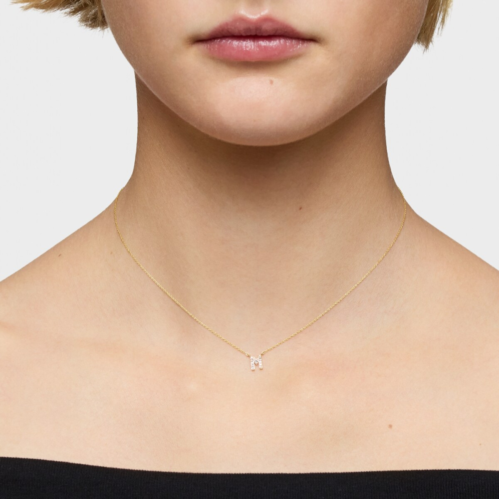 Колье Alphabet из желтого золота с бриллиантами  фото 7