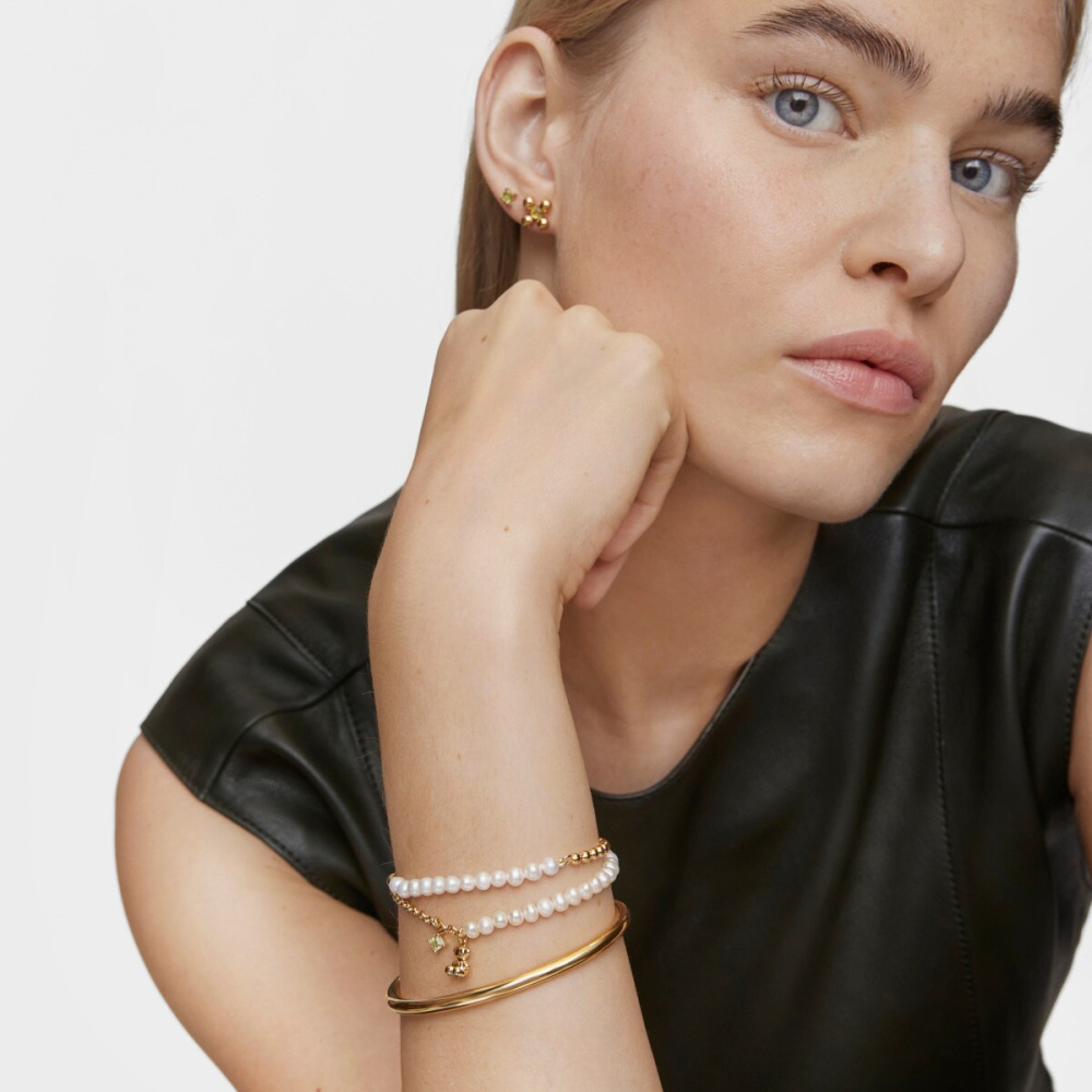 Браслет Bold Bear из вермеля с жемчугом и перидотом фото 6