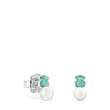 Серьги Mini Color из серебра с амазонитом и жемчугом