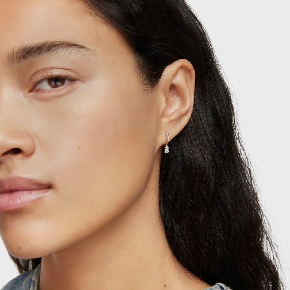 Серьги-кольца Grain из белого золота с бриллиантами фото 8