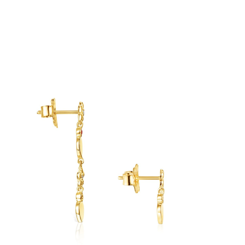 Серьги Fragile Nature из золота с бриллиантами и рубинами фото 3