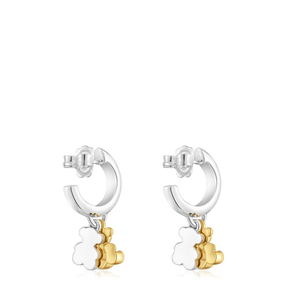 Серьги-креолы из серебра и вермеля фото 4