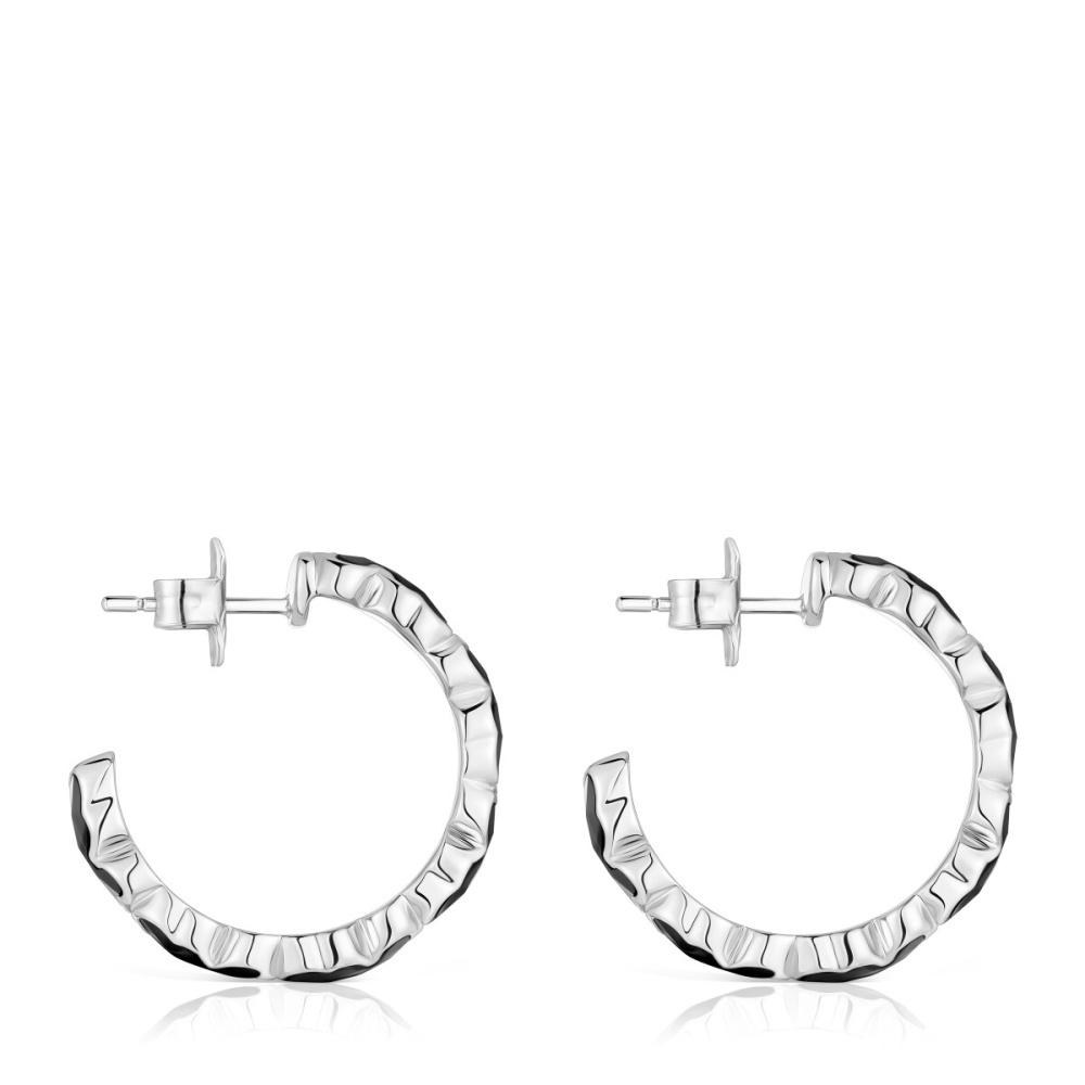 Серьги-креолы из серебра с ониксом фото 3