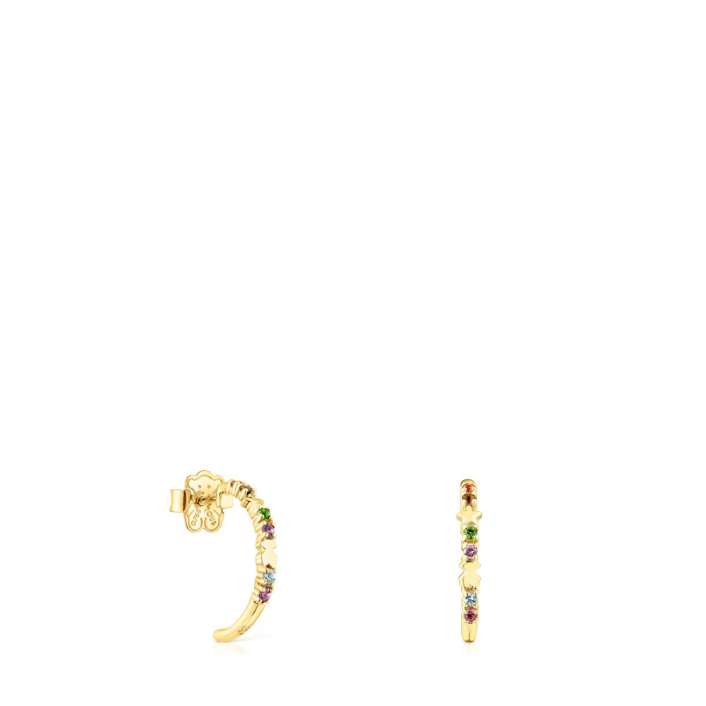 Золотые серьги-кольца Virtual Garden с камнями фото 2