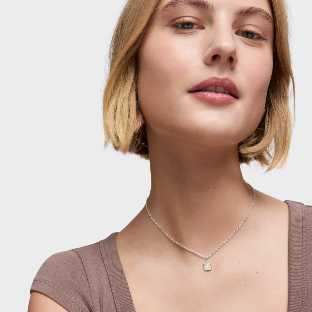 Колье из серебра с перламутром фото 5