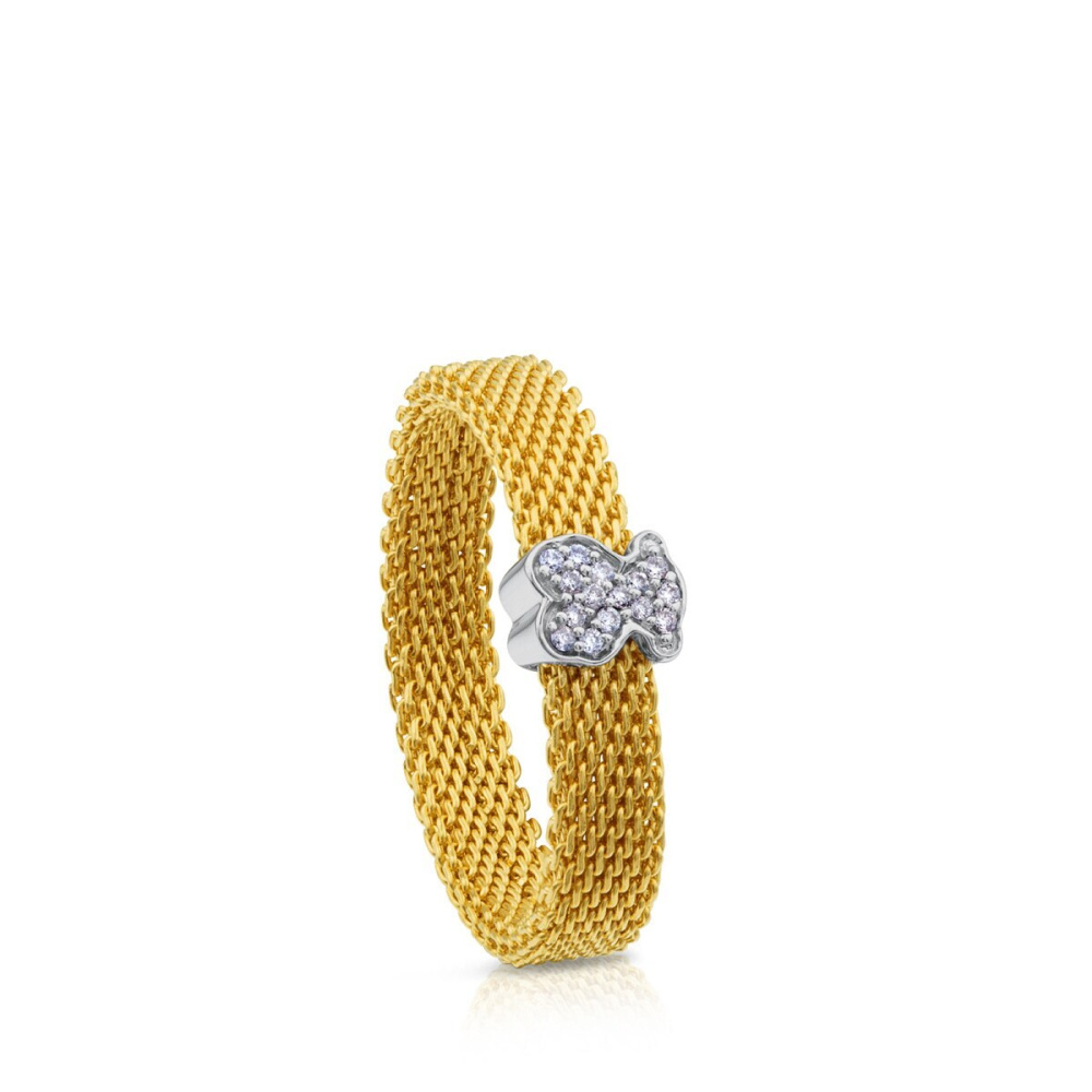 Золотое кольцо Icon Mesh с бриллиантами фото 2