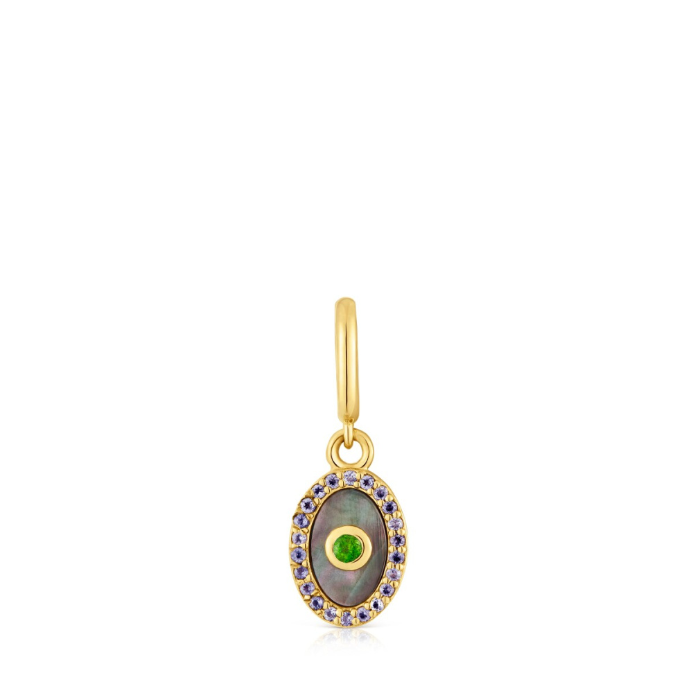 Кулон Medallions из вермеля с перламутром, иолитами и хромдиопсидом фото 2