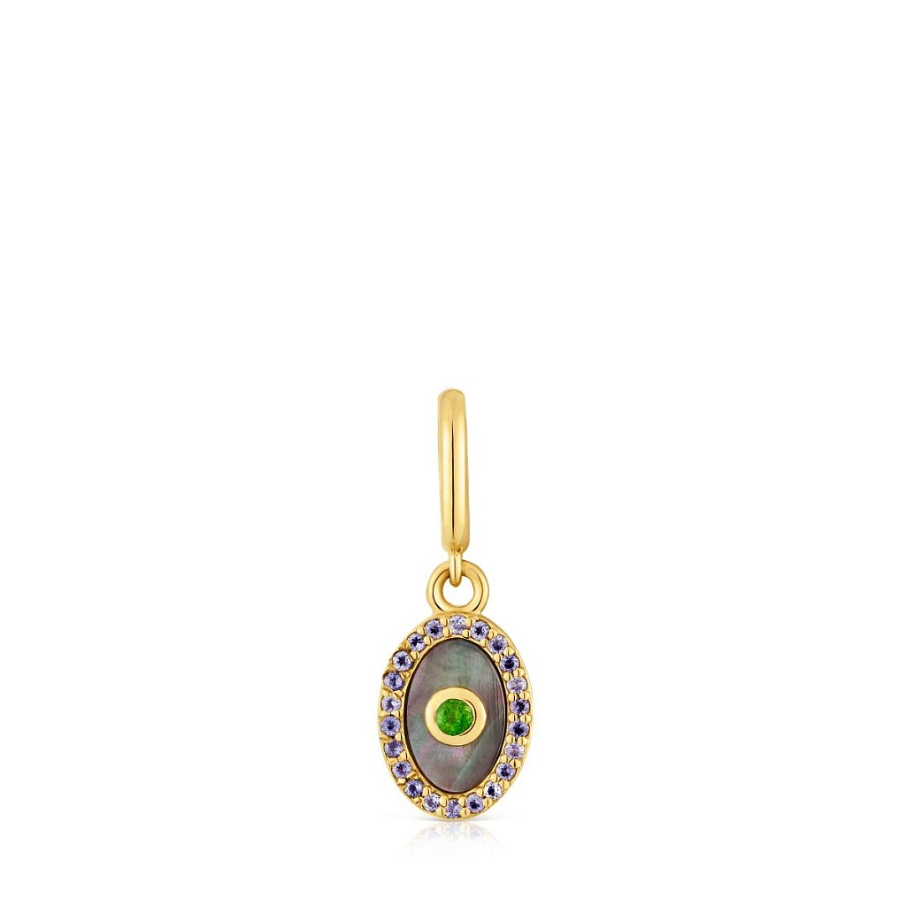 Кулон Medallions из вермеля с перламутром, иолитами и хромдиопсидом