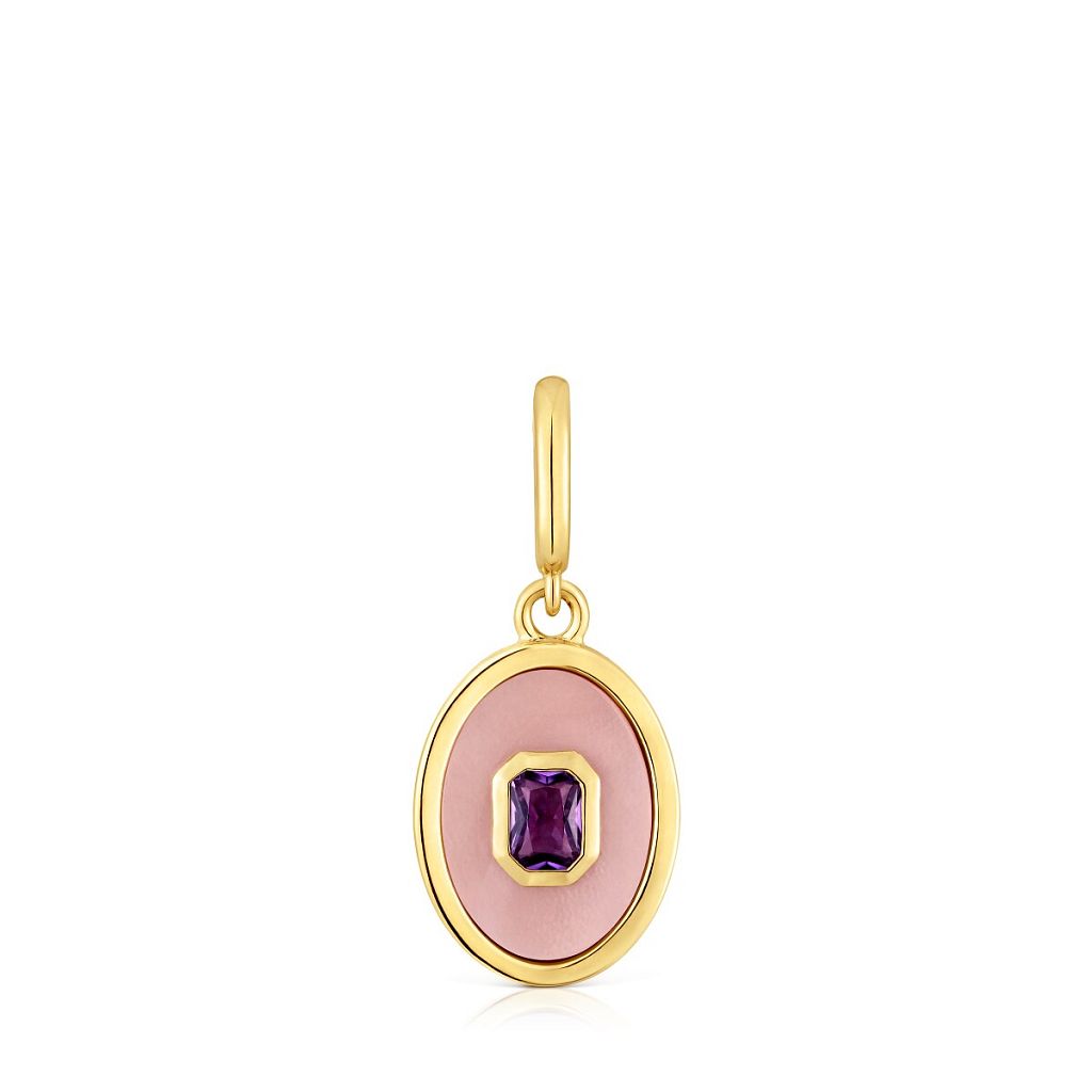 Кулон Medallions из вермеля с перламутром и аметистом