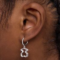 Серьги-кольца из серебра с метакрилатом