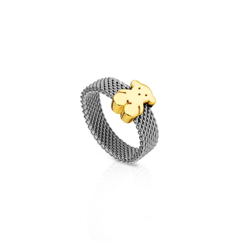 Кольцо Mesh из стали и золота
