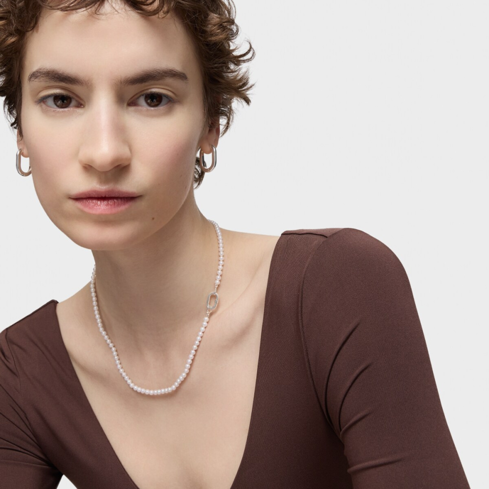 Ожерелье Hold Oval из серебра с жемчугом фото 5