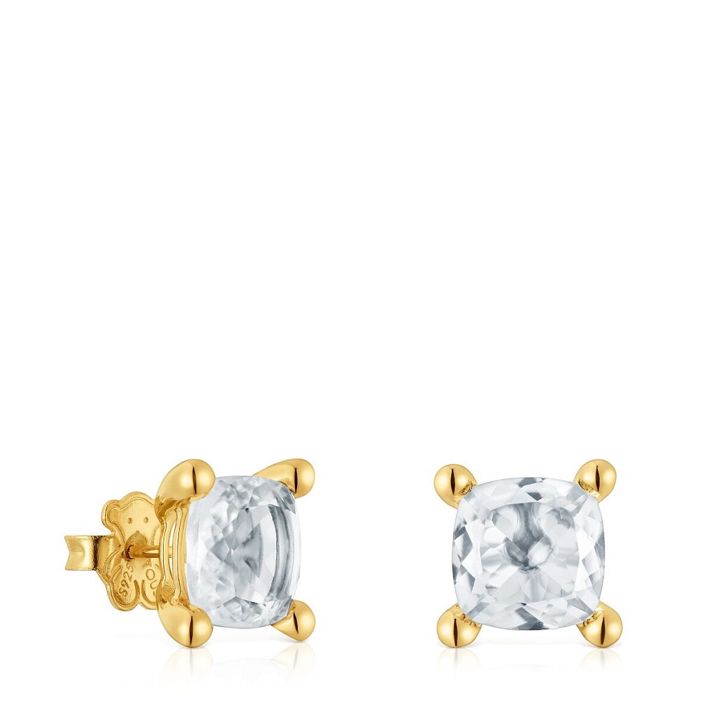 Серьги Color White из вермеля с кварцем