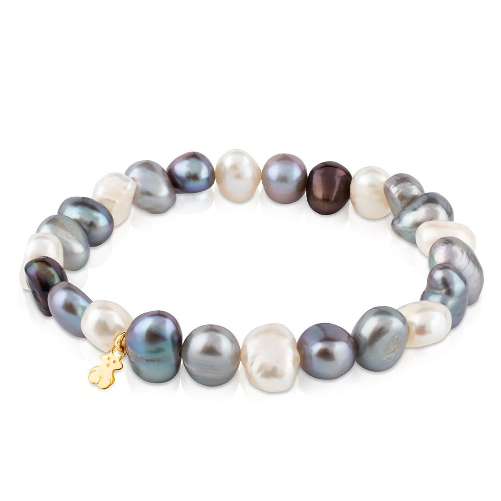 Браслет Pearls из жемчуга с золотым мишкой