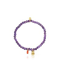 Браслет Bold Bear из вермеля с аметистом и сердоликом