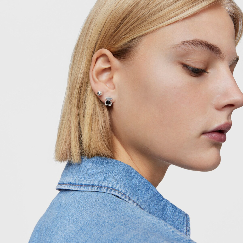 Серьги-пусеты из серебра с ониксом фото 6